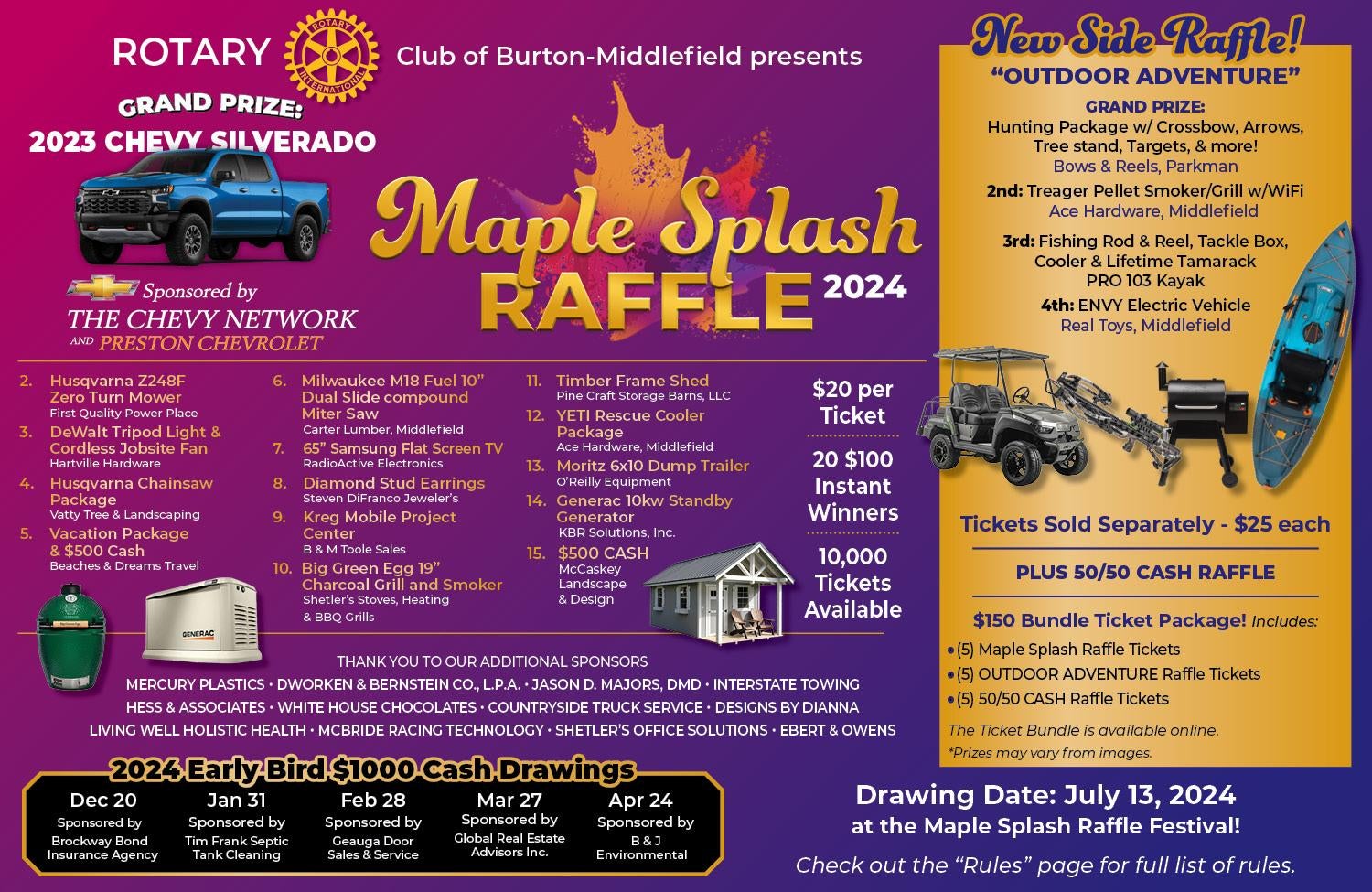 Maple Splash Raffle 2024 | Preston Superstore in Burton OH