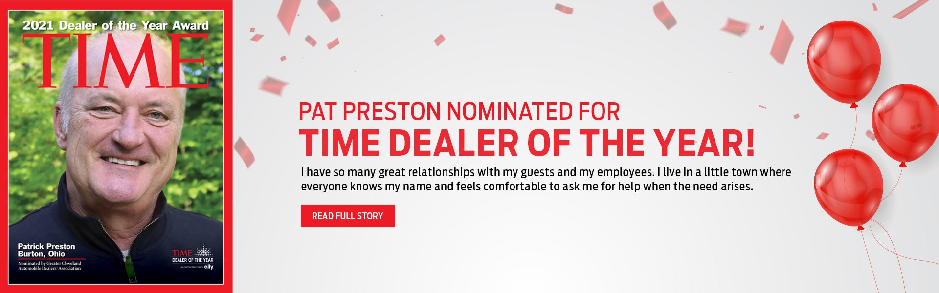 Time Magazine 2021 Dealer of the Year Award Preston Superstore in Burton OH